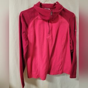 Columbia (fits like junior or preteen) Red Fleece Jacket. Sleeves are short.